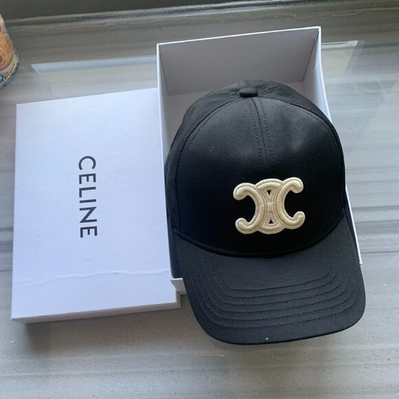 Celine Black Hat with White Band - Picture 1 of 5